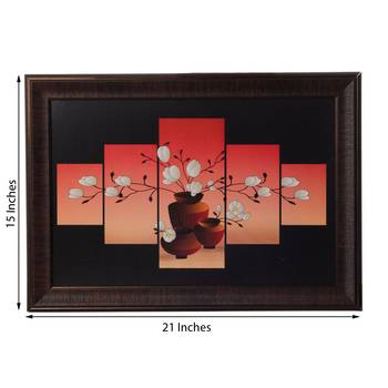 Floral Pot 5 Cut Design Satin Matt Texture UV Art Painting 2