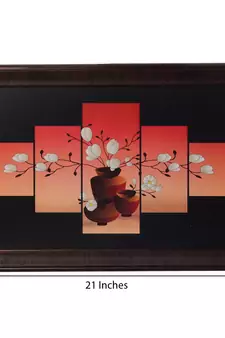 Floral Pot 5 Cut Design Satin Matt Texture UV Art Painting