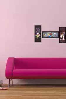 Set Of 3 Radha Krishna Satin Matt Texture UV Art Painting