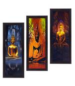 Set Of 3 Meditating Buddha Satin Matt Texture UV Art Painting