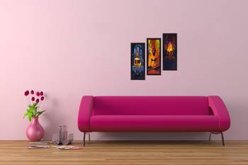 Set Of 3 Meditating Buddha Satin Matt Texture UV Art Painting 2
