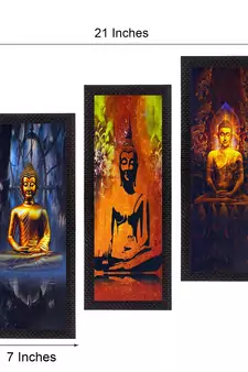 Set Of 3 Meditating Buddha Satin Matt Texture UV Art Painting