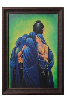 Group of Women Satin Matt Texture UV Art Painting