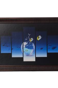 Fish Pond 5 Cut Design Satin Matt Texture UV Art Painting