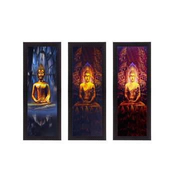 Set Of 3 Lord Buddha Satin Matt Texture UV Art Painting 1