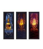 Set Of 3 Lord Buddha Satin Matt Texture UV Art Painting
