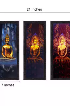 Set Of 3 Lord Buddha Satin Matt Texture UV Art Painting