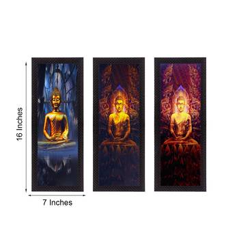 Set Of 3 Lord Buddha Satin Matt Texture UV Art Painting 3