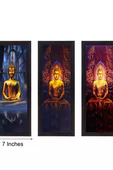 Set Of 3 Lord Buddha Satin Matt Texture UV Art Painting