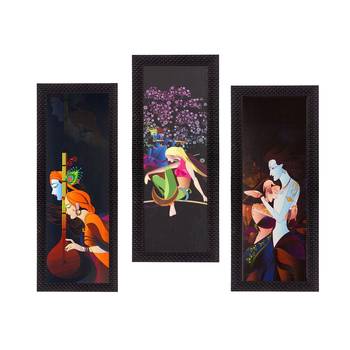 Set Of 3 Radha Krishna Satin Matt Texture UV Art Painting 1