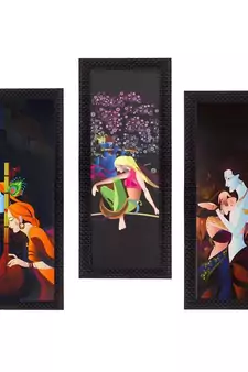 Set Of 3 Radha Krishna Satin Matt Texture UV Art Painting