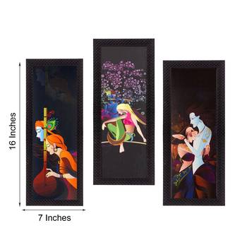 Set Of 3 Radha Krishna Satin Matt Texture UV Art Painting 3
