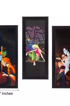 Set Of 3 Radha Krishna Satin Matt Texture UV Art Painting