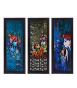 Set Of 3 Radha Krishna Satin Matt Texture UV Art Painting
