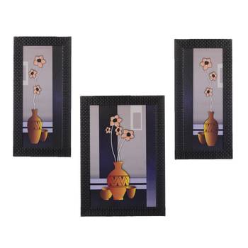 Set of 3 Botanical Flower Pot Matt Texture UV Art Painting 1