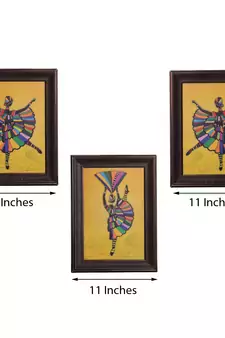Set of 3 Dancing Girl Matt Texture UV Art Painting