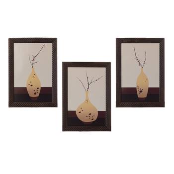 Set of 3 Botanical Flower Pot Matt Texture UV Art Painting 1