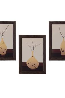 Set of 3 Botanical Flower Pot Matt Texture UV Art Painting
