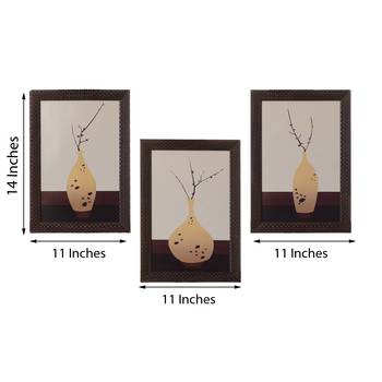 Set of 3 Botanical Flower Pot Matt Texture UV Art Painting 3
