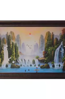 Waterfall View Satin Matt Texture UV Art Painting
