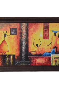 Abstract Villagers Matt Texture UV Art Painting