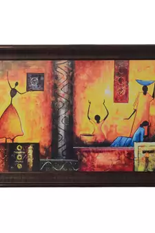 Abstract Villagers Matt Texture UV Art Painting
