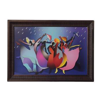 Colorful Dancing Girls in Rain Satin Matt Texture UV Art Painting 1