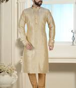 Cream Stylish Silk Kurta Set