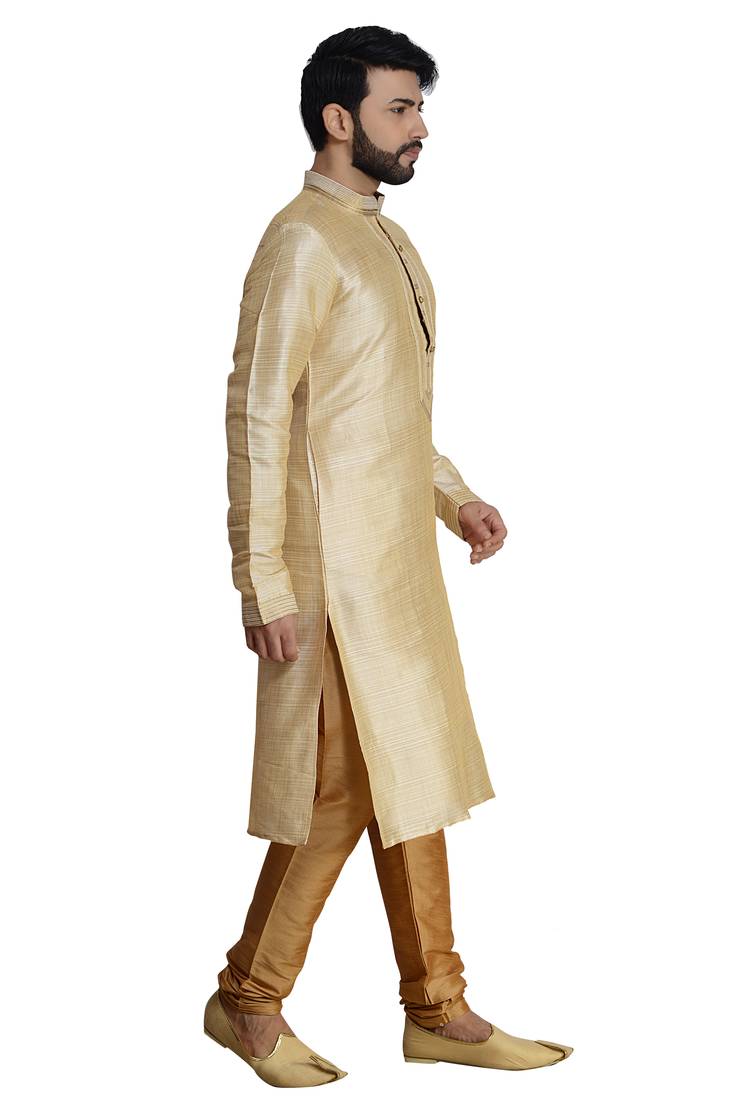 Cream Stylish Silk Kurta Set