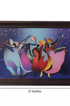 Colorful Dancing Girls in Rain Satin Matt Texture UV Art Painting
