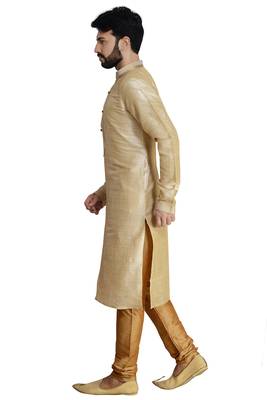 Cream Stylish Silk Kurta Set 3