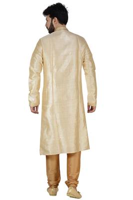 Cream Stylish Silk Kurta Set 4