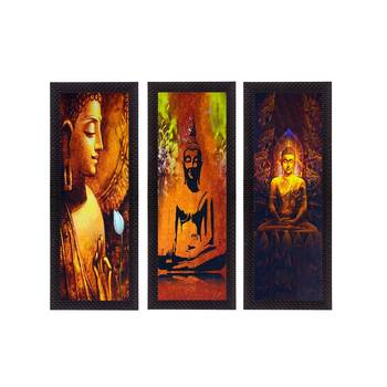 Set Of 3 Lord Buddha Satin Matt Texture UV Art Painting 1