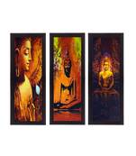 Set Of 3 Lord Buddha Satin Matt Texture UV Art Painting