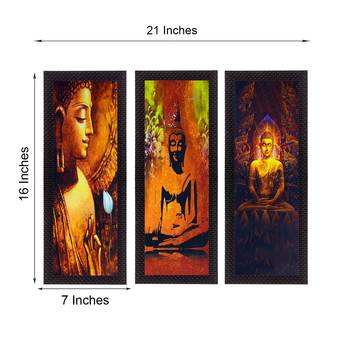 Set Of 3 Lord Buddha Satin Matt Texture UV Art Painting 2
