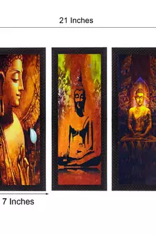 Set Of 3 Lord Buddha Satin Matt Texture UV Art Painting