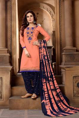 Peach embroidered cotton salwar 1