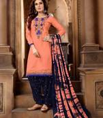 Peach embroidered cotton salwar