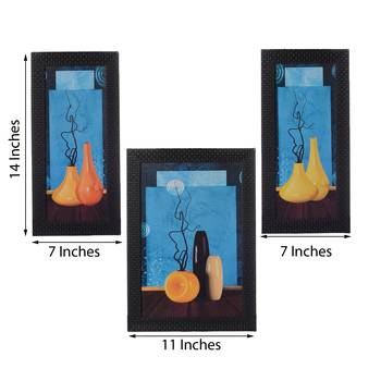 Set of 3 Botanical Flower Pot Satin Matt Texture UV Art Painting 3