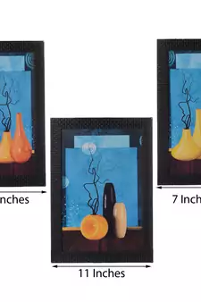 Set of 3 Botanical Flower Pot Satin Matt Texture UV Art Painting