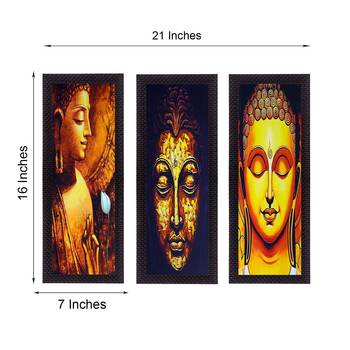 Set Of 3 Lord Buddha Satin Matt Texture UV Art Painting 1