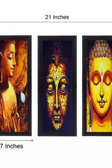 Set Of 3 Lord Buddha Satin Matt Texture UV Art Painting