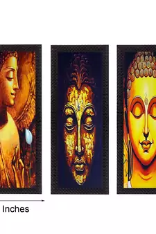Set Of 3 Lord Buddha Satin Matt Texture UV Art Painting