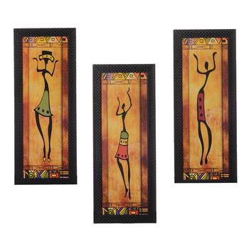 Set of 3 Tribal Lady Satin Matt Texture UV Art Painting 1