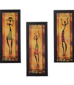 Set of 3 Tribal Lady Satin Matt Texture UV Art Painting