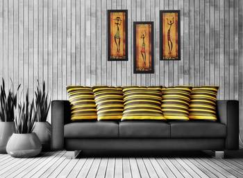 Set of 3 Tribal Lady Satin Matt Texture UV Art Painting 2