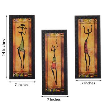 Set of 3 Tribal Lady Satin Matt Texture UV Art Painting 3