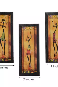 Set of 3 Tribal Lady Satin Matt Texture UV Art Painting