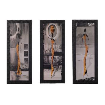 Set of 3 Tribal Lady Satin Matt Texture UV Art Painting 1