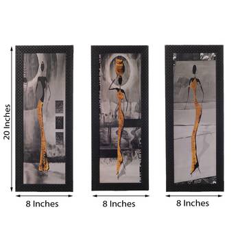 Set of 3 Tribal Lady Satin Matt Texture UV Art Painting 3